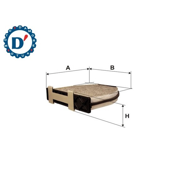 FILTRO ARIA ABITACOLO L283 L260 H44 MERCEDES CLASSE C (S204,W204) CLASSE E (S212,W212) AI CARBONI ATTIVI