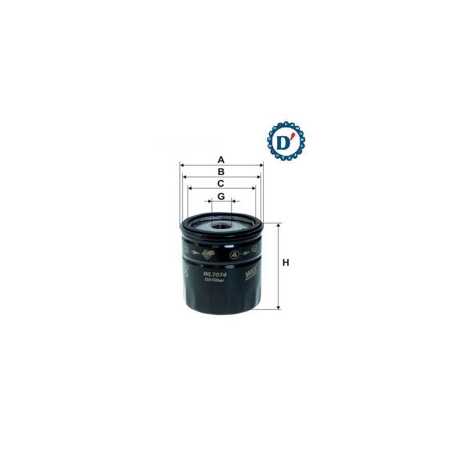 FILTRO OLIO MOTORE UNF3/416SP D75 H74 FORD FIESTA VI C-MAX FOCUS 1.25 1.6