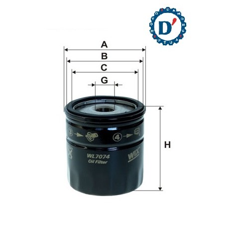 FILTRO OLIO MOTORE UNF3/416SP D75 H74 FORD FIESTA VI C-MAX FOCUS 1.25 1.6