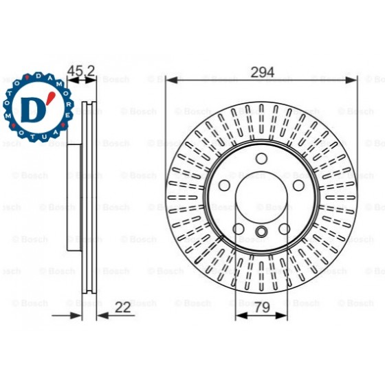 KIT DISCHI FRENO D294 S22 MINI COUNTRYMAN (R60) PACEMAN (R61) 5 FORI VENTILATI ANTERIORI