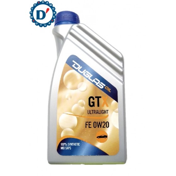 OLIO MOTORE DUGLAS 0W20 GTx ULTRALIGHT FE MID SAPS 100% Synthetic LT. 1