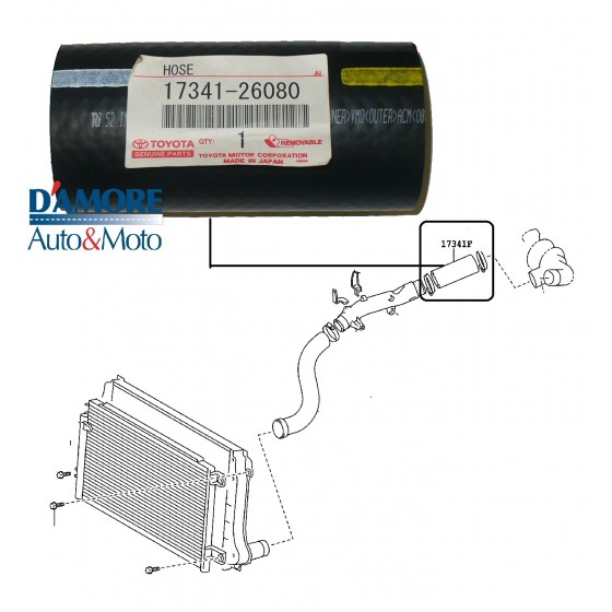 TUBO ASPIRAZIONE ARIA MOTORE TOYOTA COROLLA VERSO 04-09 TOYOTA AVENSIS T25 03-08 RADIATORE -> TURBINA