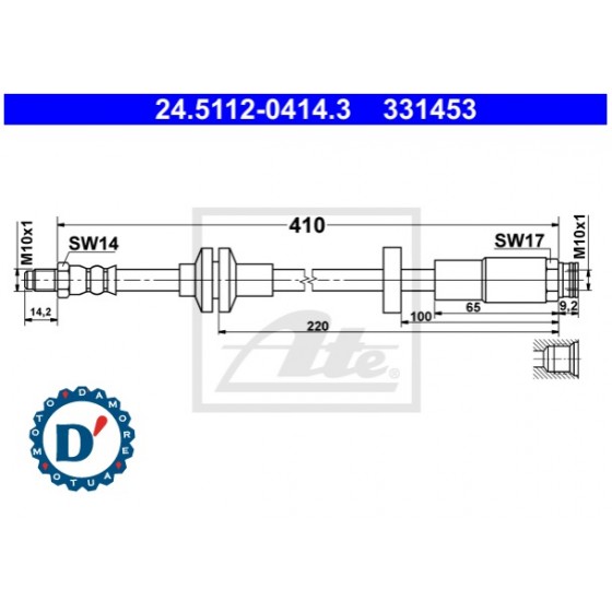 TUBO FLESSIBILE FRENO ALFA ROMEO GIULIETTA (940) ANTERIORE DX SX M10X1 F10X1 L410