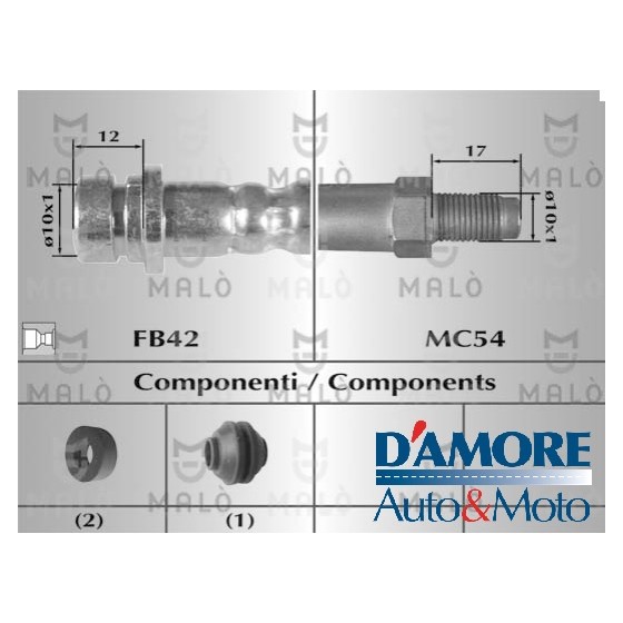 TUBO FLESSIBILE FRENO FORD FOCUS (DAW, DBW) M10X1 L370 DX SX