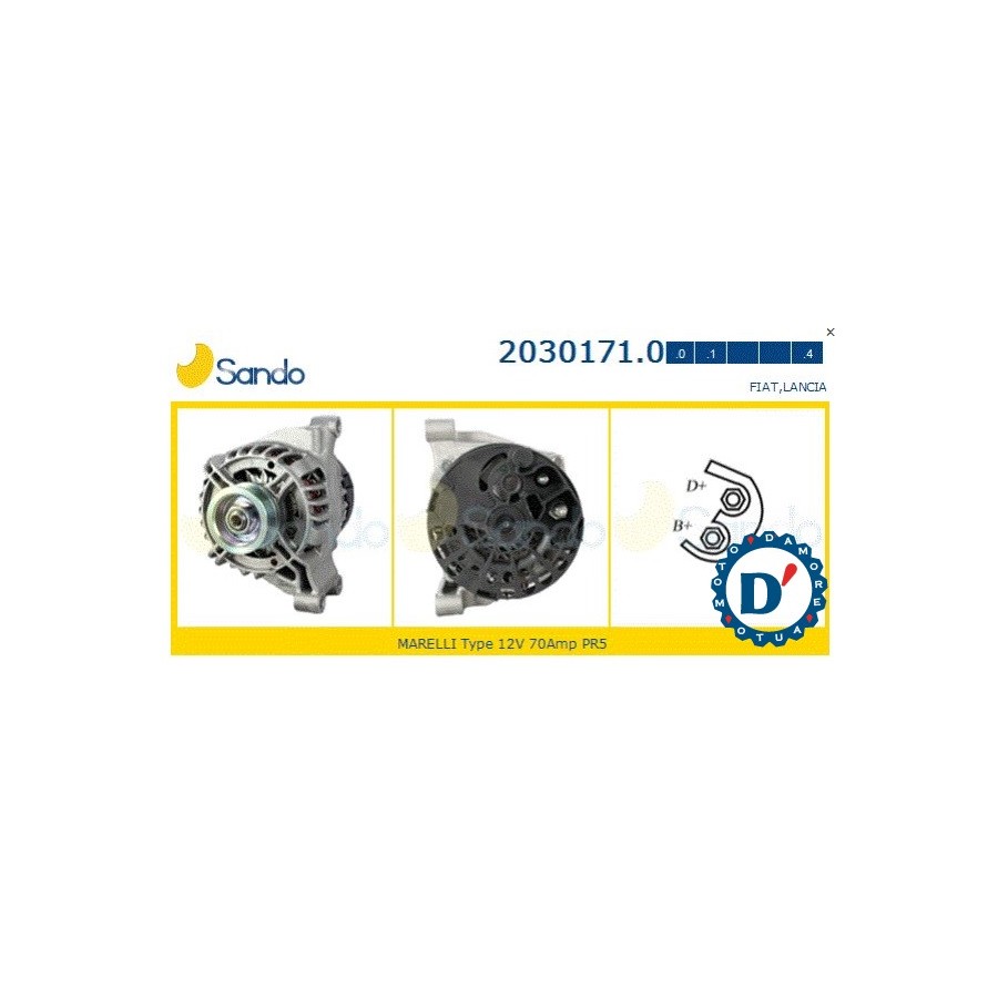 ALTERNATORE FIAT PUNTO (188) LANCIA Y (840) 1.2 16V 70A