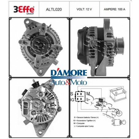 ALTERNATORE TOYOTA AVENSIS T25 COROLLA E12 2.0 D-4D 1CD-FTV 85KW 12V 100A